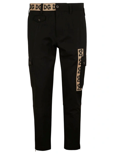 Shop Dolce & Gabbana Dg Patched Cargo Pants In Black