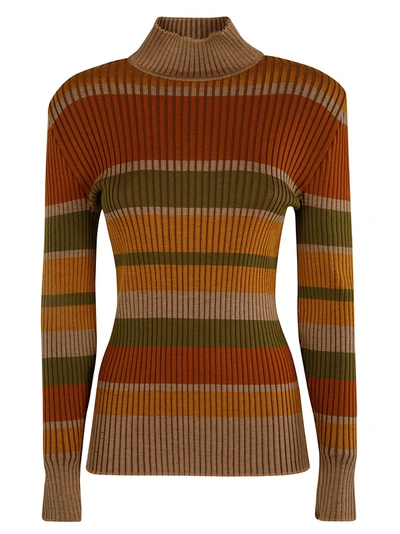 Shop Alberta Ferretti Stripe Patterned Knit Sweater In Multicolor