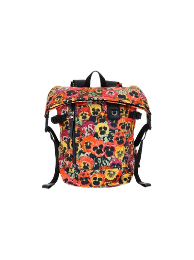 Shop Loewe Pansies Backpack In Black/multicolor