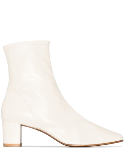 Shop By Far Sofia 50mm Leather Ankle Boots In Weiss