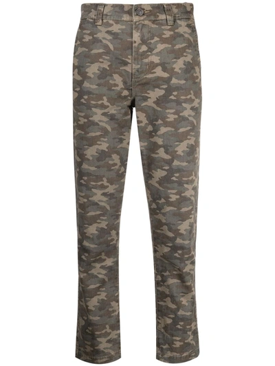 Shop Current Elliott Camouflage-print Cropped Trousers In Braun