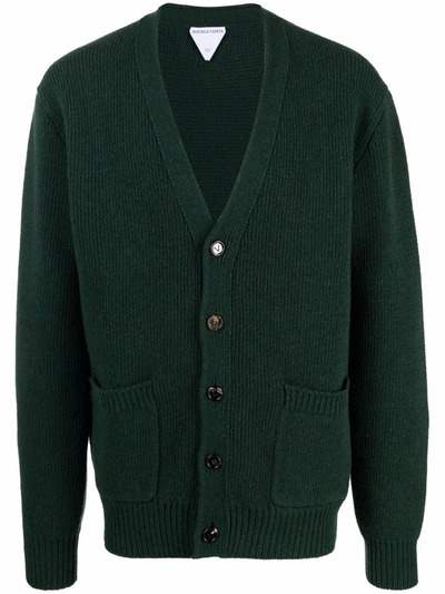 Shop Bottega Veneta V-neck Wool Cardigan In Grün