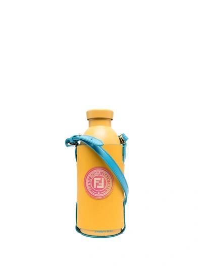Shop Fendi Logo Bottle Holder Set In Gelb