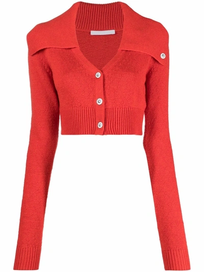 Shop Helmut Lang Spread-collar Cardigan In Rot