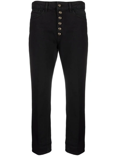 Shop Dondup High-waist Button Trousers In Schwarz