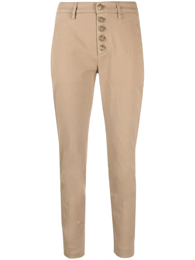 Shop Dondup Cropped Skinny-fit Trousers In Nude
