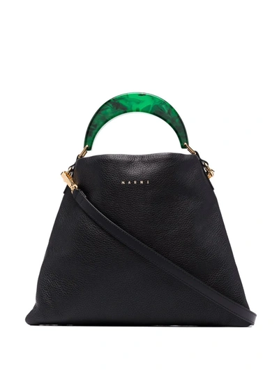 Shop Marni Small Venice Leather Tote Bag In Schwarz