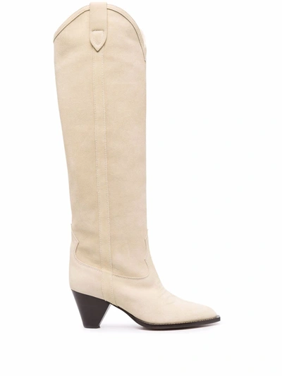 Shop Isabel Marant Lihana Suede Knee-high Boots In Nude