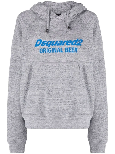 Shop Dsquared2 Logo-print Cotton Hoodie In Grau