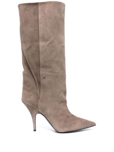 Shop Patrizia Pepe Pointed-toe Leather Boots In Nude