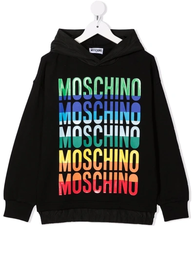 Shop Moschino Logo-print Cotton Hoodie In 黑色