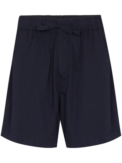 Shop Tekla High-waisted Drawstring Poplin Shorts In 蓝色