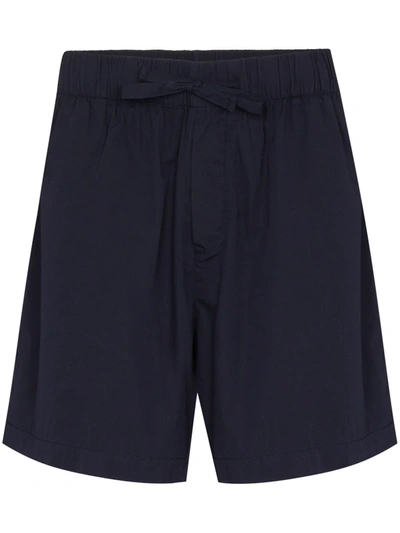 Tekla High-waisted Drawstring Poplin Shorts In 蓝色
