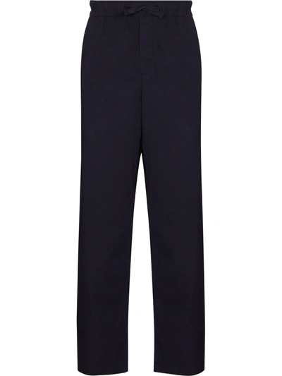 Tekla Drawstring Poplin Pajama Trousers In 蓝色