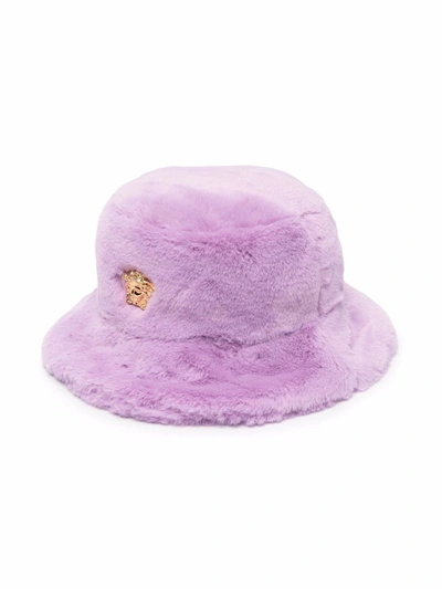 Shop Versace Medusa Head-plaque Bucket Hat In 紫色