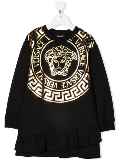 Shop Versace Medusa Head-print Sweatshirt Dress In 黑色