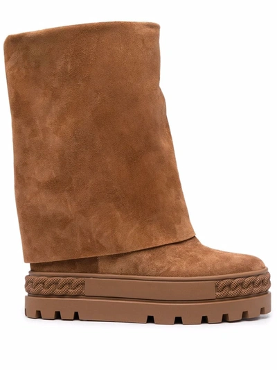 Shop Casadei Renna Suede Boots In Brown