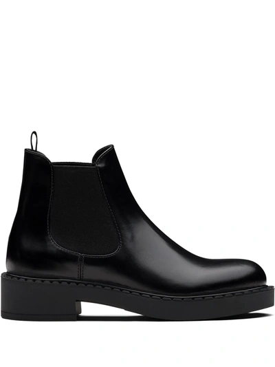 Prada Brushed-finish 50mm Ankle Boots In Black | ModeSens