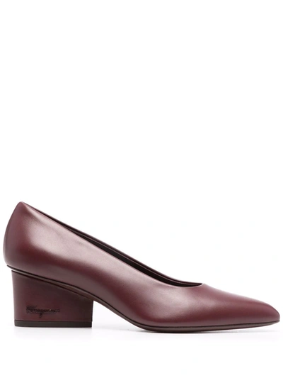 Shop Ferragamo Pointed Leather Pumps In Rot