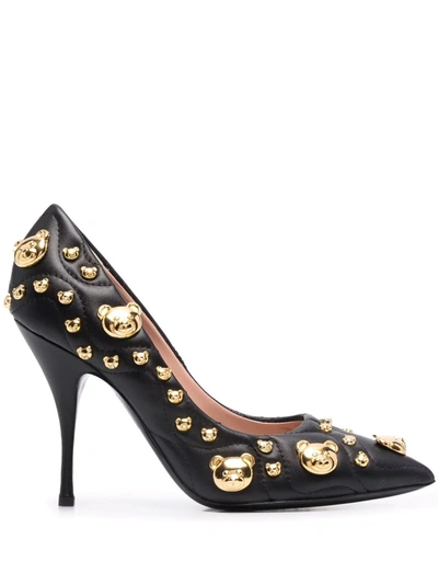 Shop Moschino Stud-embellishment Pointed-toe Pumps In Schwarz