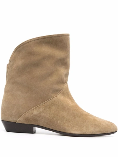 Shop Isabel Marant Sprati Suede Ankle Boots In Braun
