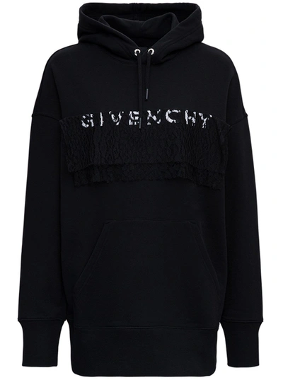 Shop Givenchy Cotton Hoodie With Logo Print In Black