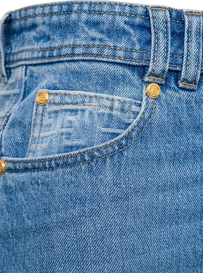 Shop Balmain Flared Denim Jeans With Logoed Inserts In Light Blue