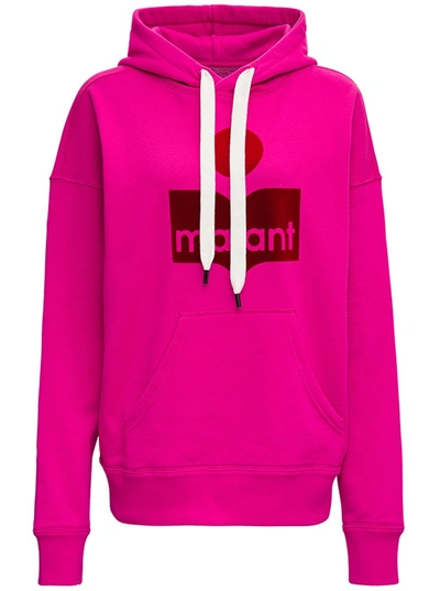 Shop Isabel Marant Étoile Pink Jersey Hoodie  With Logo Print