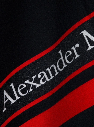 Shop Alexander Mcqueen Wool Blend Cape With Logo In Black
