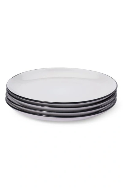 Shop Leeway Home Set Of 4 Small Plates In Midnight Navy Stripes
