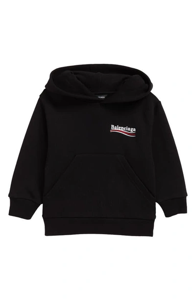 Shop Balenciaga Kids' Campaign Logo Hoodie In Black White Red