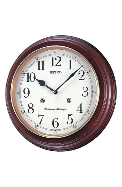 Shop Seiko Chimes Roman 12-inch Woodgrain Wall Clock In Brown