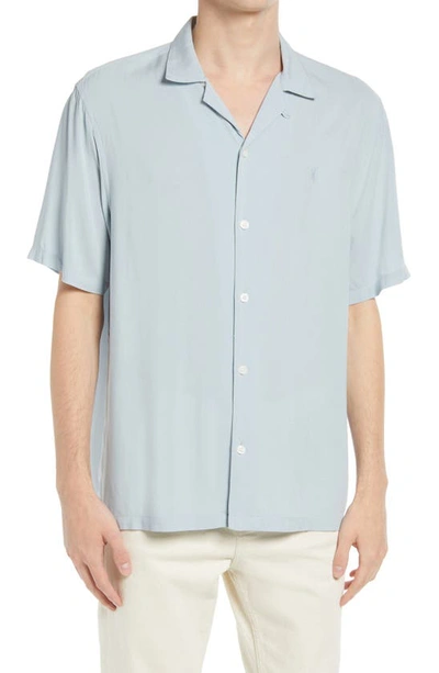 Shop Allsaints Venice Relaxed Fit Short Sleeve Button-up Camp Shirt In Breezy Blue