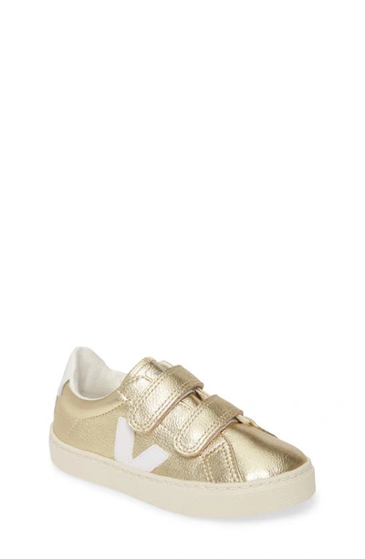 Shop Veja Esplar Double Strap Sneaker In Gold White/ White