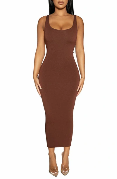 Shop Naked Wardrobe The Nw Hourglass Midi Dress In Chocolate
