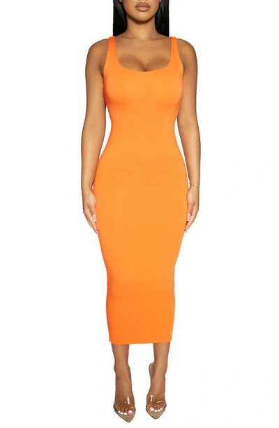 Shop Naked Wardrobe Nw Hourglass Midi Dress In Orange Peel