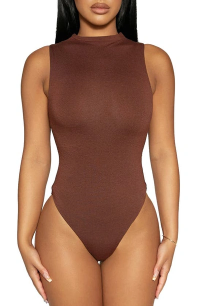 Shop Naked Wardrobe The Nw Sleeveless Bodysuit In Chocolate