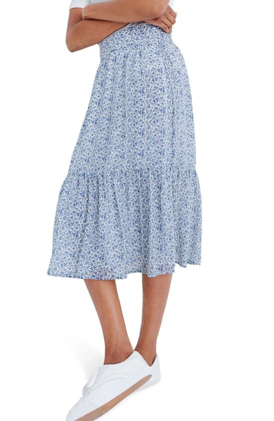 Shop Madewell Floral Print Tiered Peasant Midi Skirt In Vine Floral Vintage Parchment