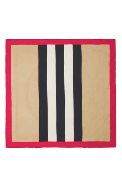 Shop Burberry Icon Stripe Silk Scarf In Archive Beige