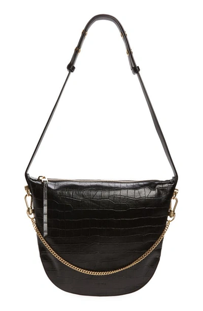 Shop Allsaints Blake Leather Shoulder Bag In Black Croc