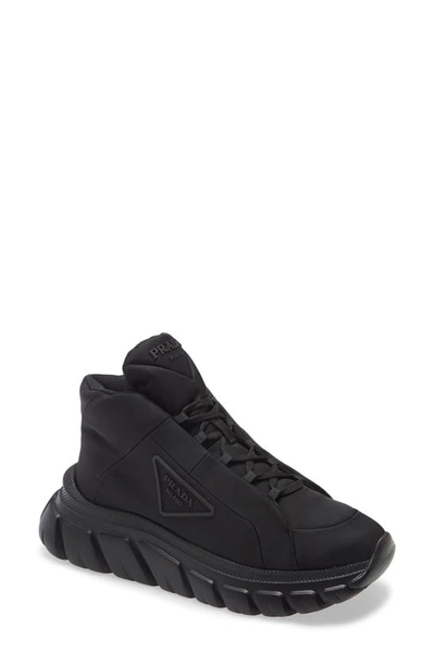 Shop Prada Rush Mid Top Sneaker In Nero