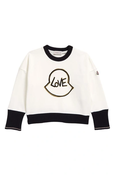 Shop Moncler Kids' Love Fleece Graphic Sweatshirt In Natural