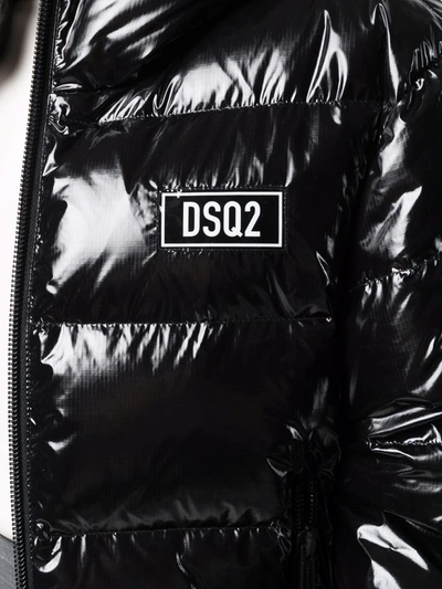 Shop Dsquared2 Feather Down Logo-patch Jacket In 01v Black