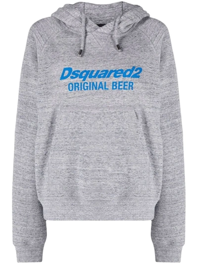 Shop Dsquared2 Logo-print Cotton Hoodie In Grey