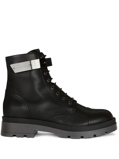 Shop Giuseppe Zanotti Ruger Lace-up Boots In Black