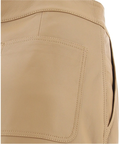 Shop Red Valentino Straight Leg Leather Pants In Beige