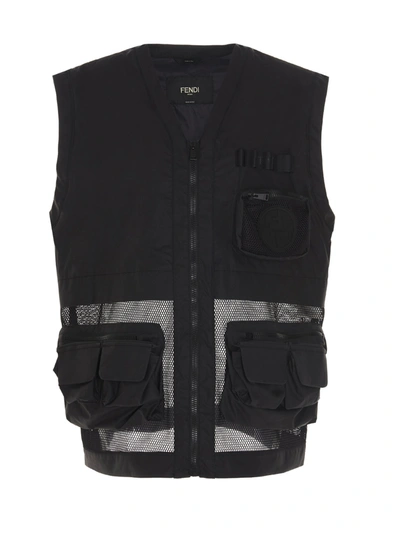 Shop Fendi Ff Fish Eye Utility Vest In Black