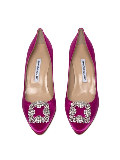 Shop Manolo Blahnik Hangisi 70mm Satin Pump Purple