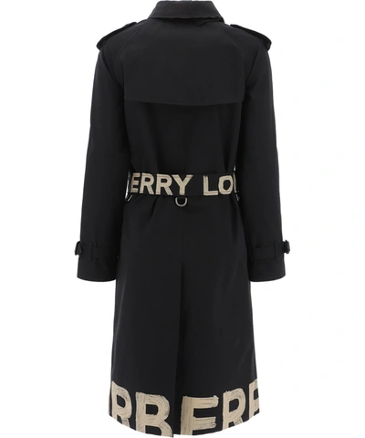 Shop Burberry "" Gabardine Trench Coat In Black
