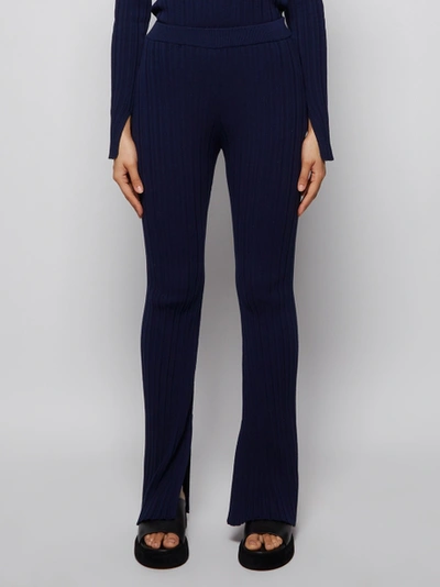 Shop Adam Lippes Crepe Knit Flare Pant Navy